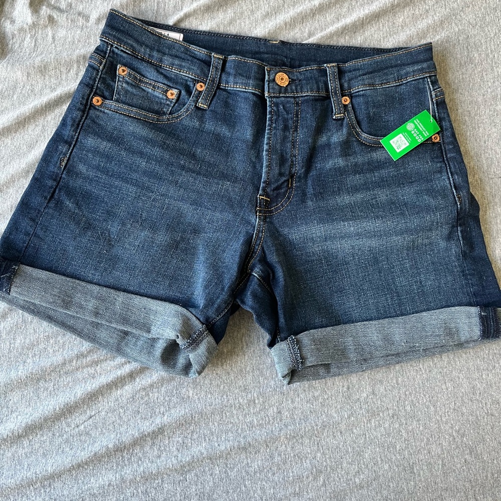 NWT GAP Girlfriend 5" Denim Shorts Size 4 Dark Blue
